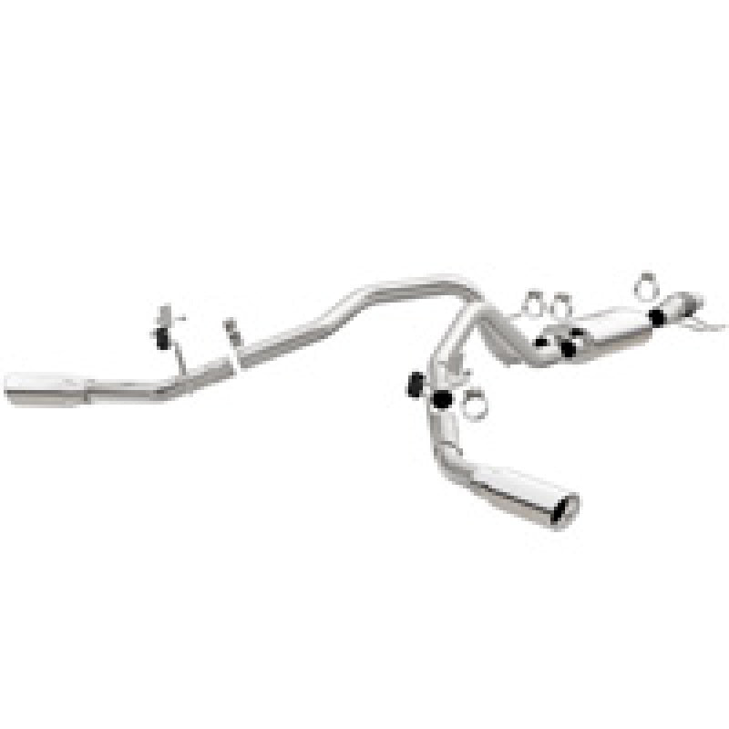 MagnaFlow Cat-Back, SS, 2.5/3in, Dual Split Rear 4in Tip 2015 Ford F150 2.7L V6T Ext Cab - mag19198
