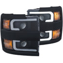 ANZO Projector Headlights 15-17 Chevrolet Silverado 2500HD / 3500HD Black w/ Black Rim - anz111364