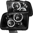 ANZO 2005-2009 Ford Mustang Projector Headlights w/ Halo Black - anz121166