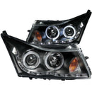 ANZO 2011-2015 Chevrolet Cruze Projector Headlights w/ Halo Black (LED Eyebrow) - anz121400