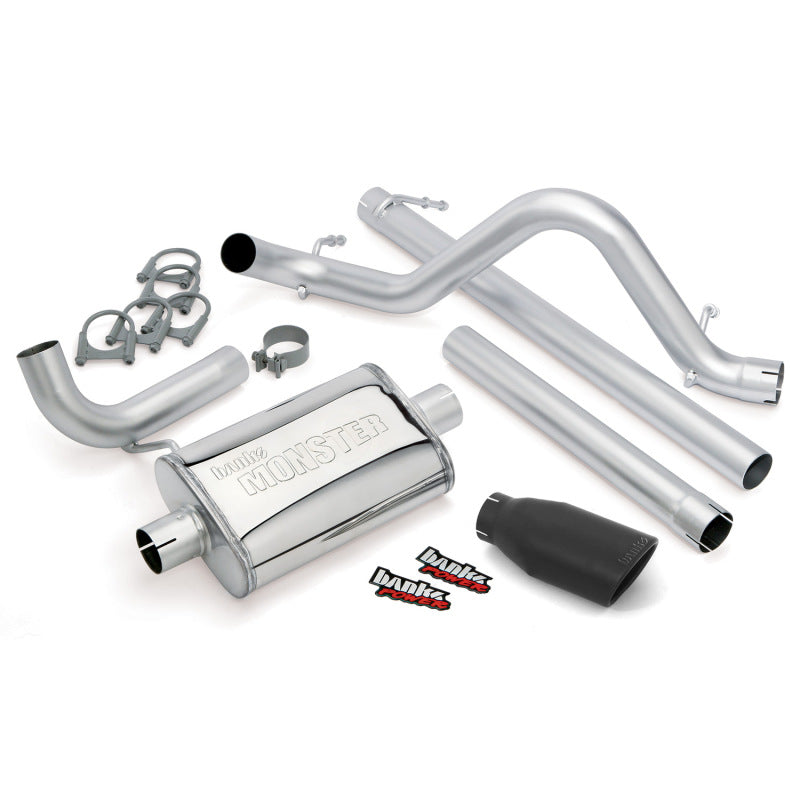 Banks Power 07-11 Jeep 3.8L Wrangler Unlimited - 4dr Monster Exh Sys - SS Single Exh w/ Black Tip - gbe51322-B