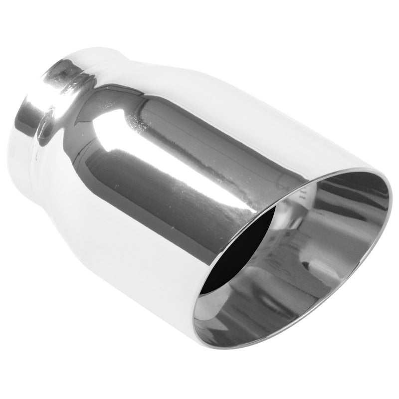MagnaFlow Tip Stainless Double Wall Round Single Outlet Polished 3.5in DIA 2.5in Inlet 5.5in Length - mag35225