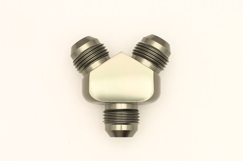 DeatschWerks 8AN Male Flare + 8AN Male Flare To 8AN Male Flare Y-Block Fitting - dw6-02-0706